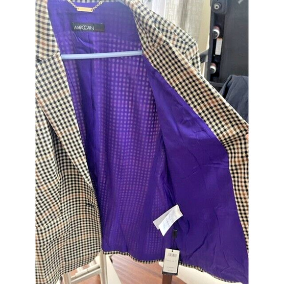 Marc Cain Womens N5 US SZ 12 Virgin Wool Plaid Blazer Jacket NWT! Retail $750 - Picture 7 of 11